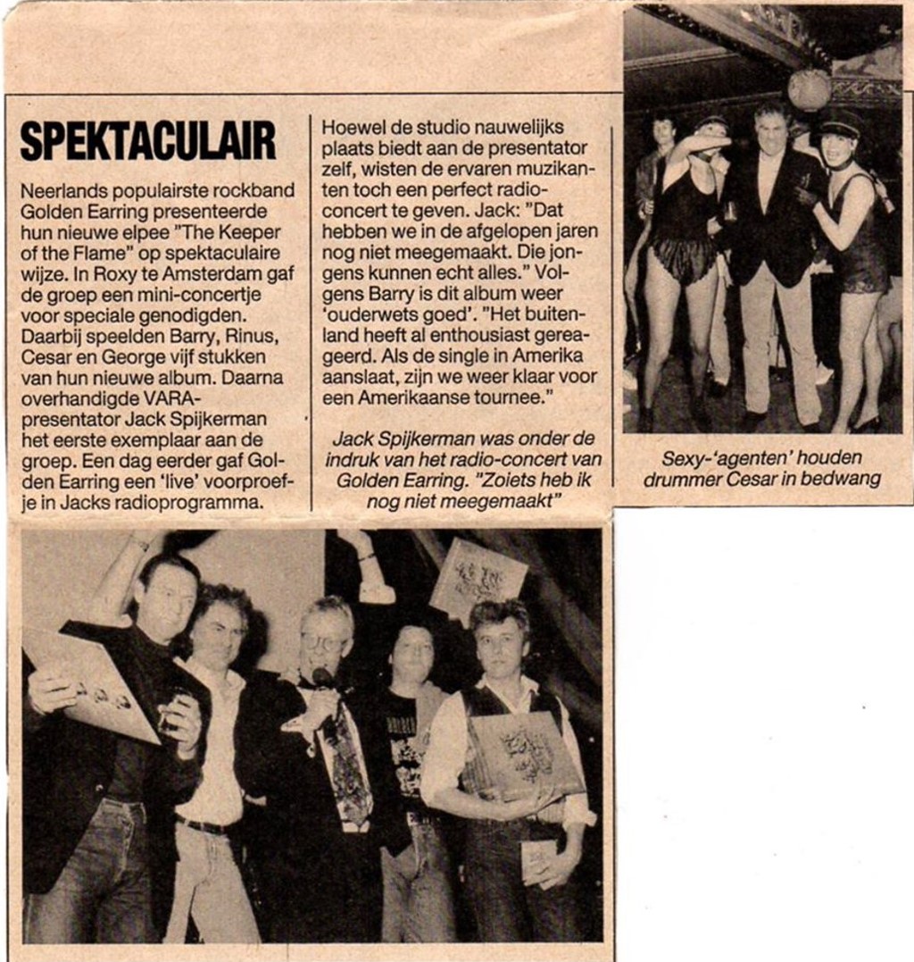 Keeper of the Flame album presentation April 27 1977 Amsterdam - Roxy Spektaculair article